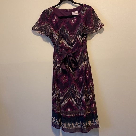 Karin Stevens | purple Belted Paint Splatter Sheath Dress | 6 - Picture 5 of 13